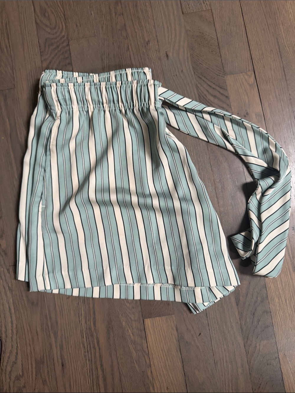 H&M Mint Green and Cream Striped shorts